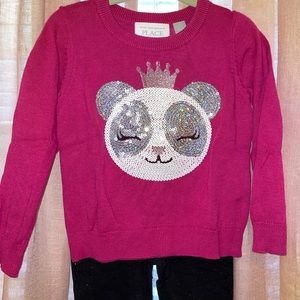 Children’s Place panda sweater n leggings sz 18-24